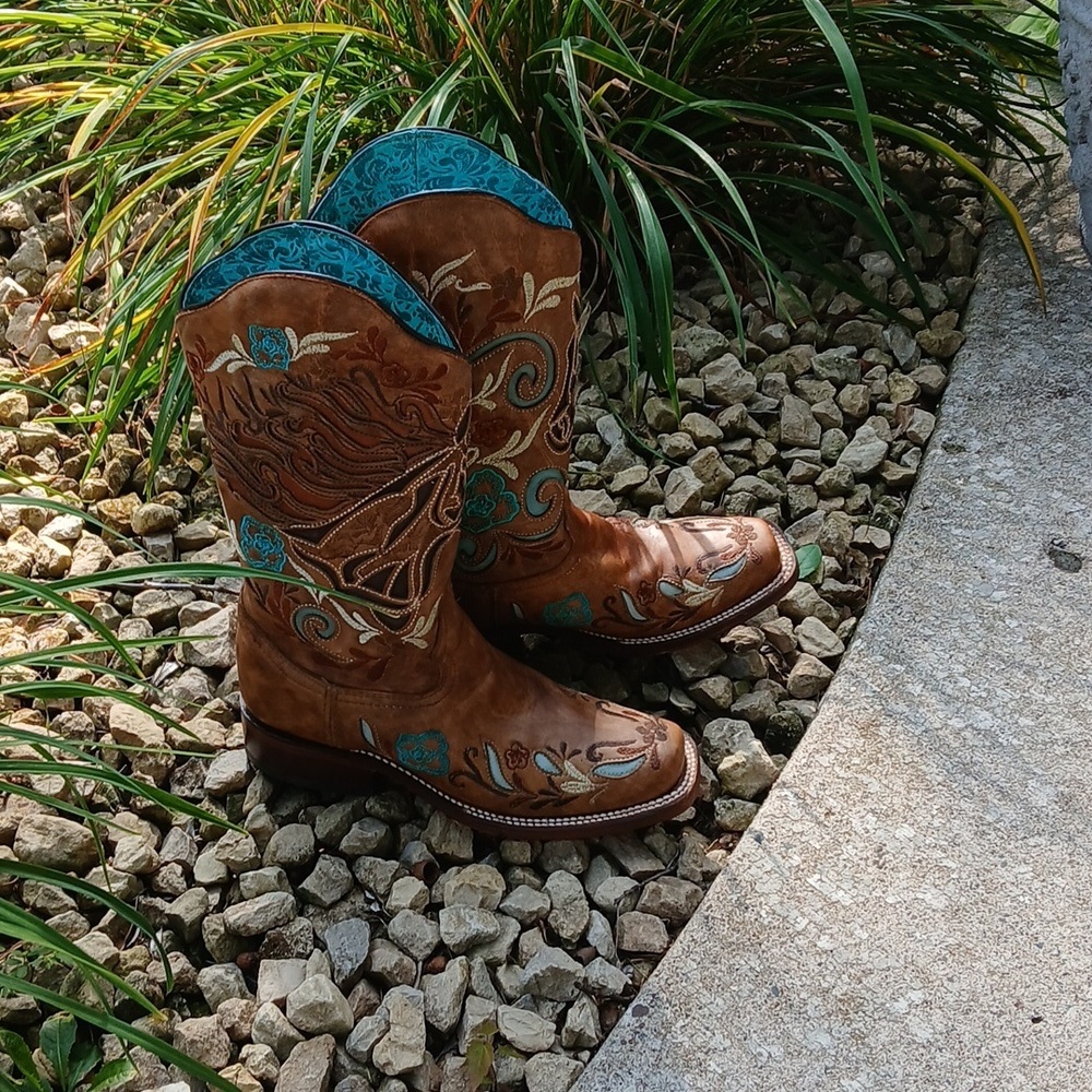 Corral Women's Iridescent Collection Western Boot Square Toe Sand Sz 6 - Picture 12 of 13